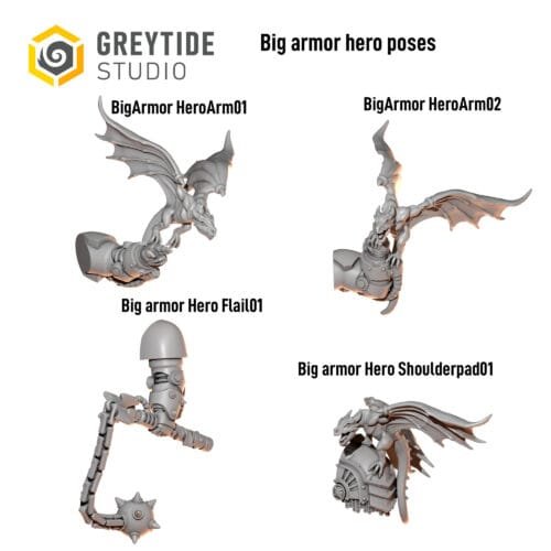 Big armor hero poses